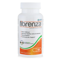 Fibrenza anti-inflammatory enzymes dietary supplement bottle for reducing fibrin and inflammation.
