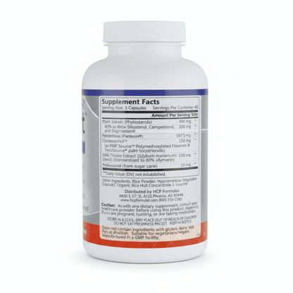 LipiCept - Natural Cholesterol Support supplement facts label for plant-based cholesterol support capsules.