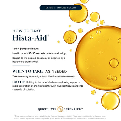 Hista-Aid instructions for use, support for histamine intolerance, how to take Hista-Aid, Quicksilver Scientific product