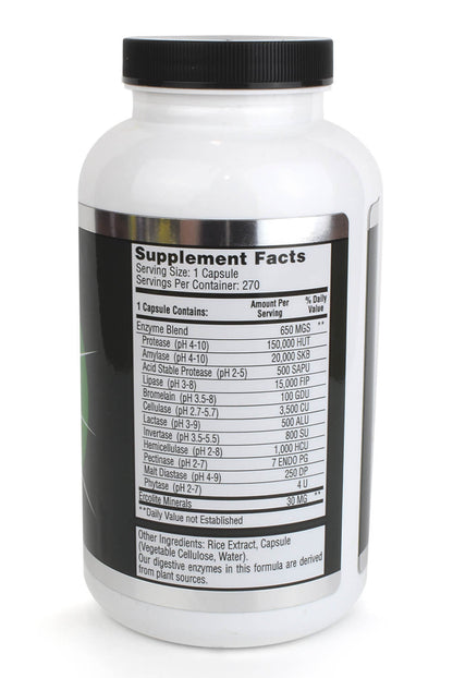 Supplement facts for Digestive Enzymes HP featuring high potency enzymes for enhanced nutrient absorption.