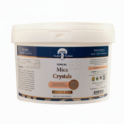 Container of Health & Wisdom Topical Mica Crystals 4lbs on a white background