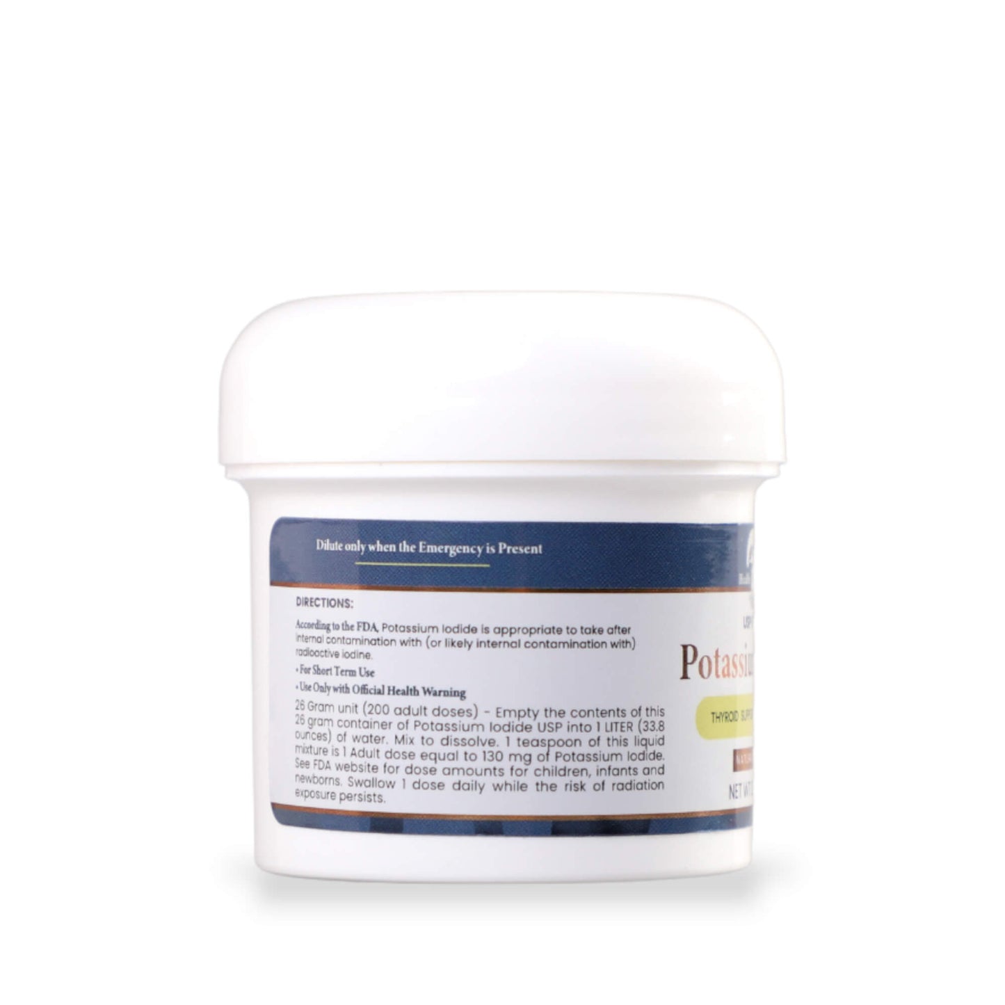 Container labeled 'Potassium' on a white background