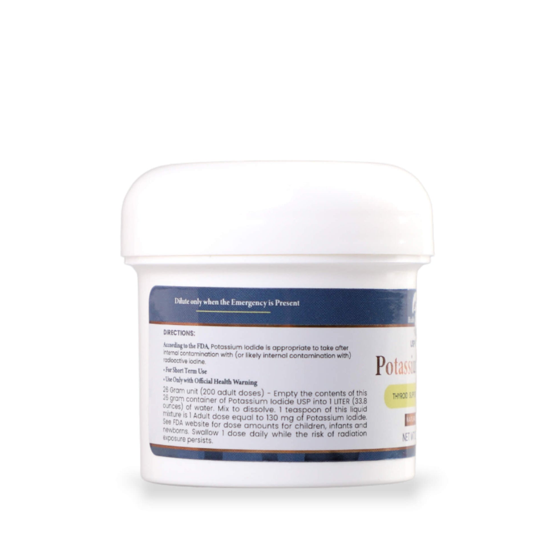 Container labeled 'Potassium' on a white background