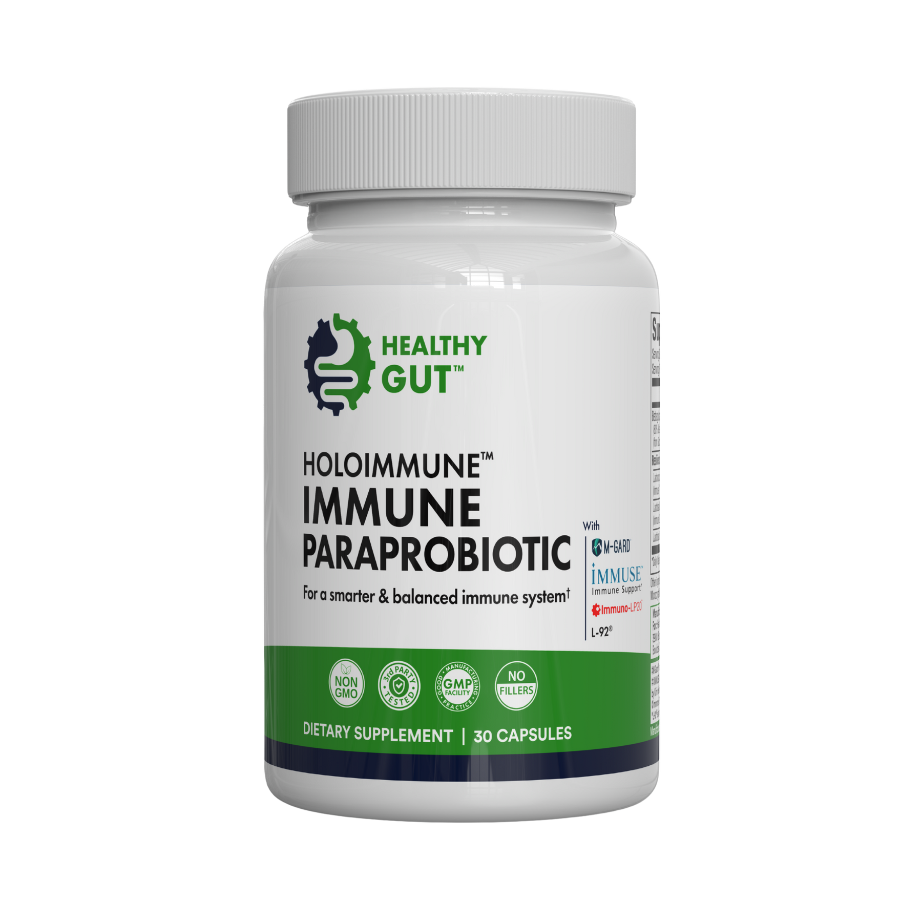HoloImmune - Adaptogenic ParaProbiotic supplement bottle for a smarter and balanced immune system.
