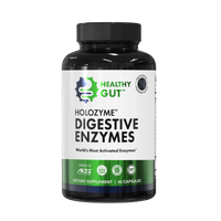 HoloZyme Digestive Enzymes supplement bottle for optimal nutrient absorption by Healthy Gut.