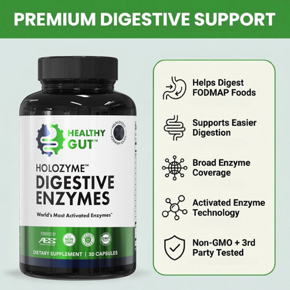 HoloZyme Digestive Enzymes supplement bottle for optimal nutrient absorption and digestive support.