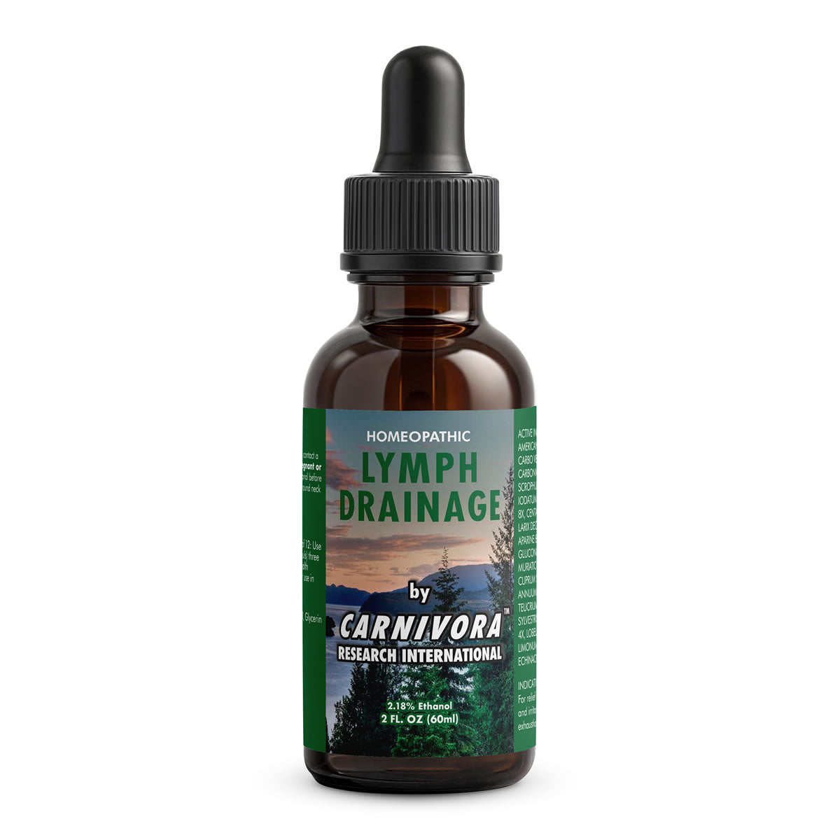Lymph Drainage - Advanced Homeopathic for Fluid Balance by Carnivora Research in a dropper bottle.