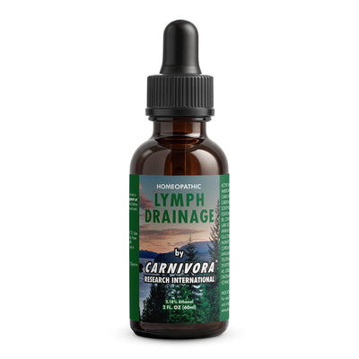 Lymph Drainage - Advanced Homeopathic for Fluid Balance by Carnivora Research in a dropper bottle.