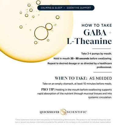 How to take Liposomal GABA with L-Theanine for calming and cognitive support instructions.