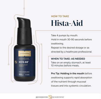 Hista-Aid bottle with usage instructions on a white background