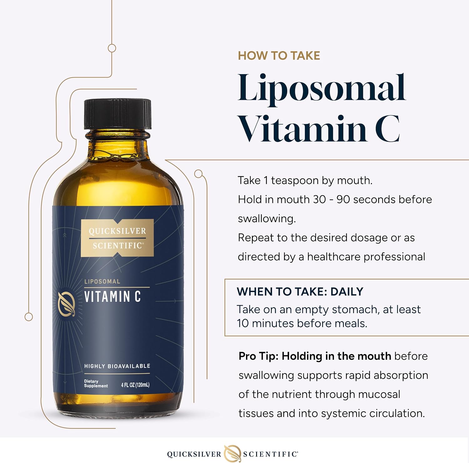 Liposomal Vitamin C bottle with usage instructions on a white background