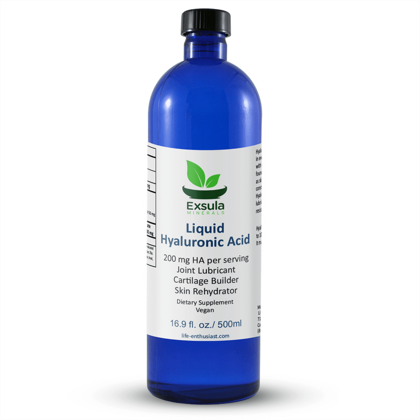 Exsula Minerals Hyaluronic Acid Liquid bottle for joint lubrication and skin hydration, 16.9 fl oz