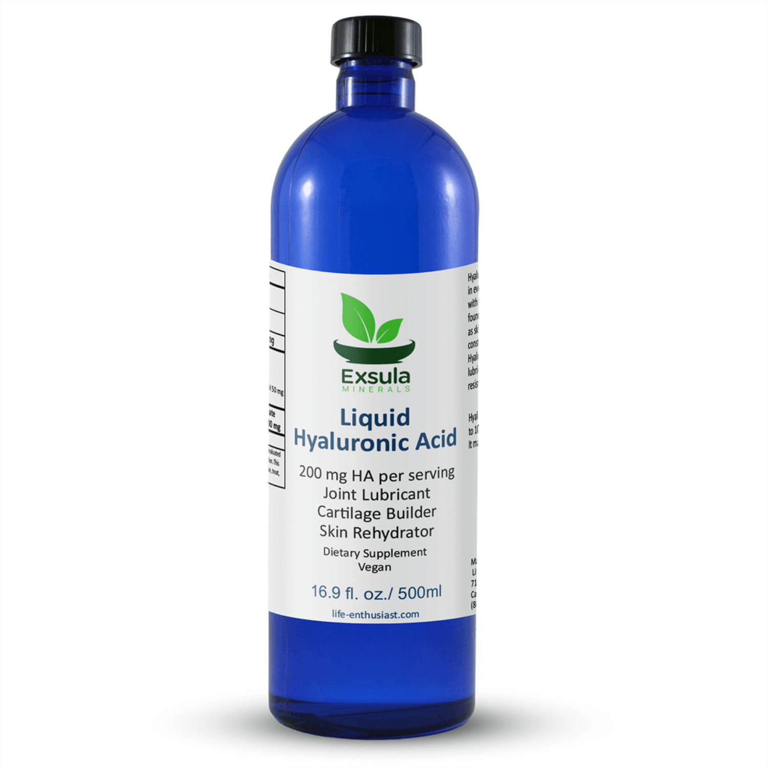 Exsula Minerals Hyaluronic Acid Liquid bottle for joint lubrication and skin hydration, 16.9 fl oz