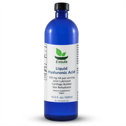 Exsula Minerals Hyaluronic Acid Liquid bottle for joint lubrication and skin hydration, 16.9 fl oz