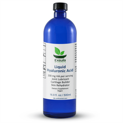 Exsula Minerals Hyaluronic Acid Liquid bottle for joint lubrication and skin hydration, 16.9 fl oz