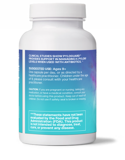PlyoGuard bottle showcasing Targeted Stomach Probiotic for managing H. pylori levels.
