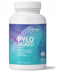 PlyoGuard Targeted Stomach Probiotic supplement bottle by Microbiome Labs.