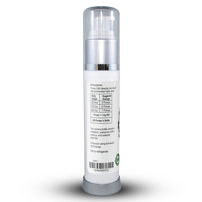 Skincare bottle with label on a white background