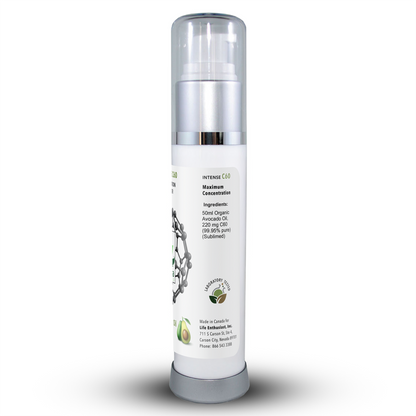 Skincare bottle with label on a white background