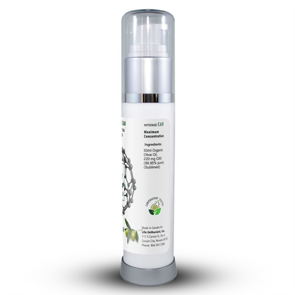 Skincare bottle with label on a white background