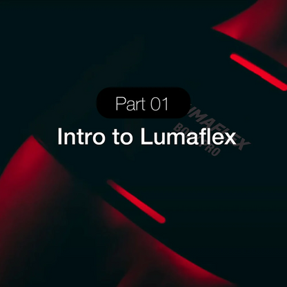 Title card for 'Intro to Lumaflex' with red and black design elements.