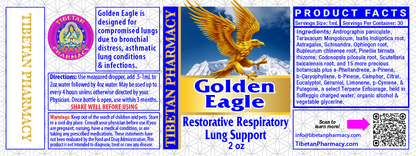 Golden Eagle - Botanical Tincture for Respiratory Health, restorative lung support, Tibetan Pharmacy, 2 oz bottle.