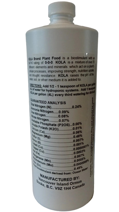 Kola brand plant food container with label on a white background