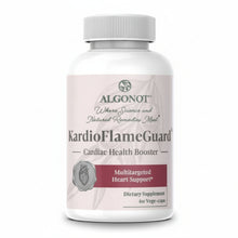 Supplement bottle labeled 'KardioFlameGuard' by Algonot on a white background
