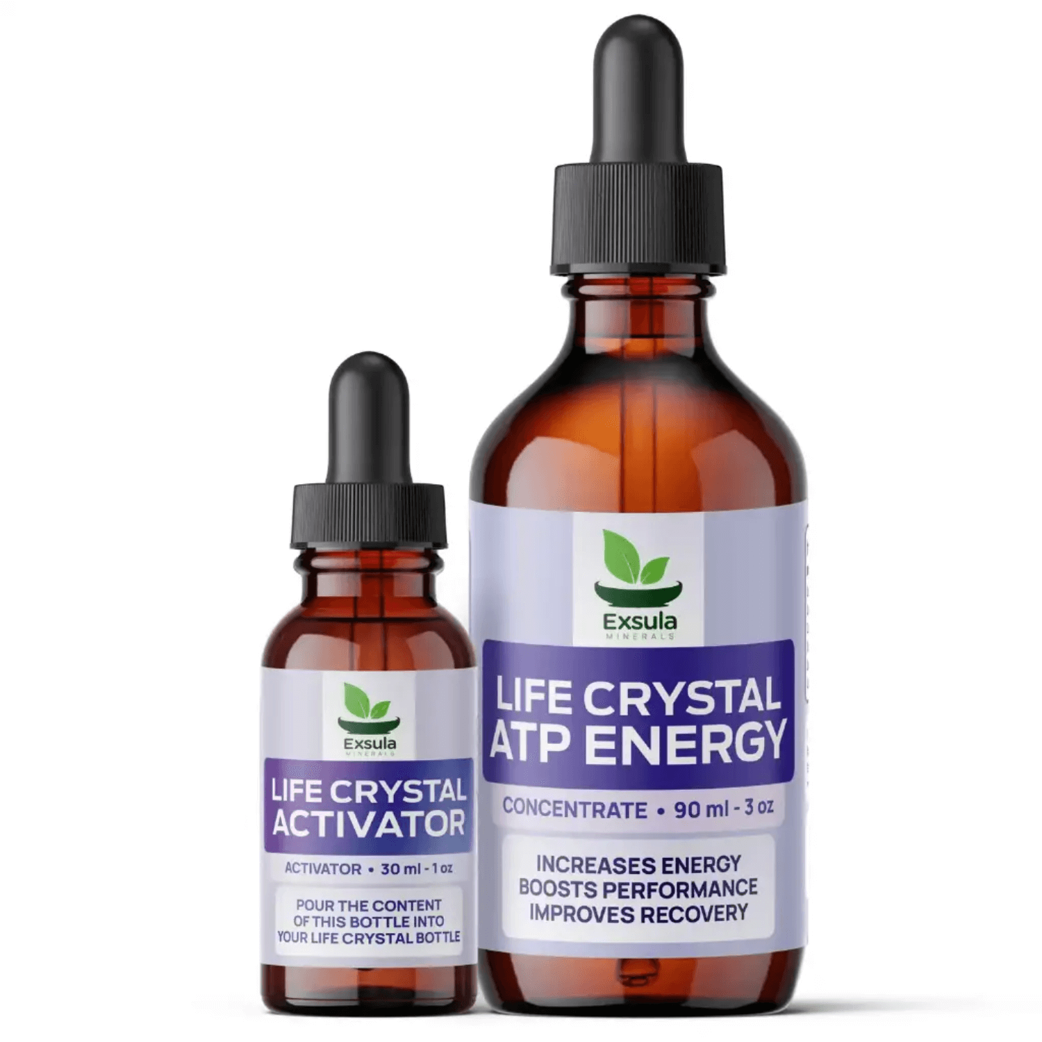 ATP Energy and Life Crystal Activator from Exsula, enhancing energy and performance in liquid form.