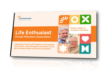 Life Enthusiast Private Members Association promotional material with branding and contact information.