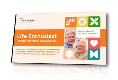 Life Enthusiast Private Members Association promotional material with branding and contact information.