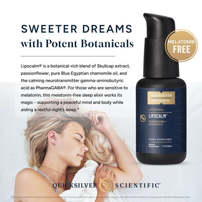 LipoCalm melatonin-free sleep supplement with potent botanicals for restful sleep and relaxation.