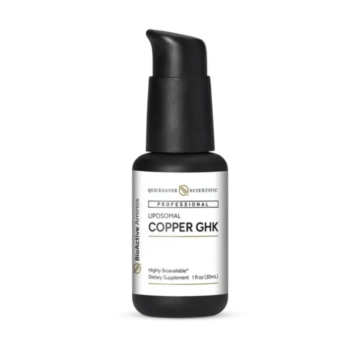 Regenerative Copper Peptide - Quicksilver Scientific Liposomal Copper GHK bottle, highly bioavailable dietary supplement.