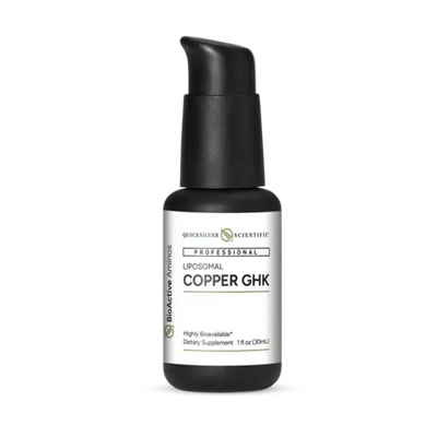 Regenerative Copper Peptide - Quicksilver Scientific Liposomal Copper GHK bottle, highly bioavailable dietary supplement.