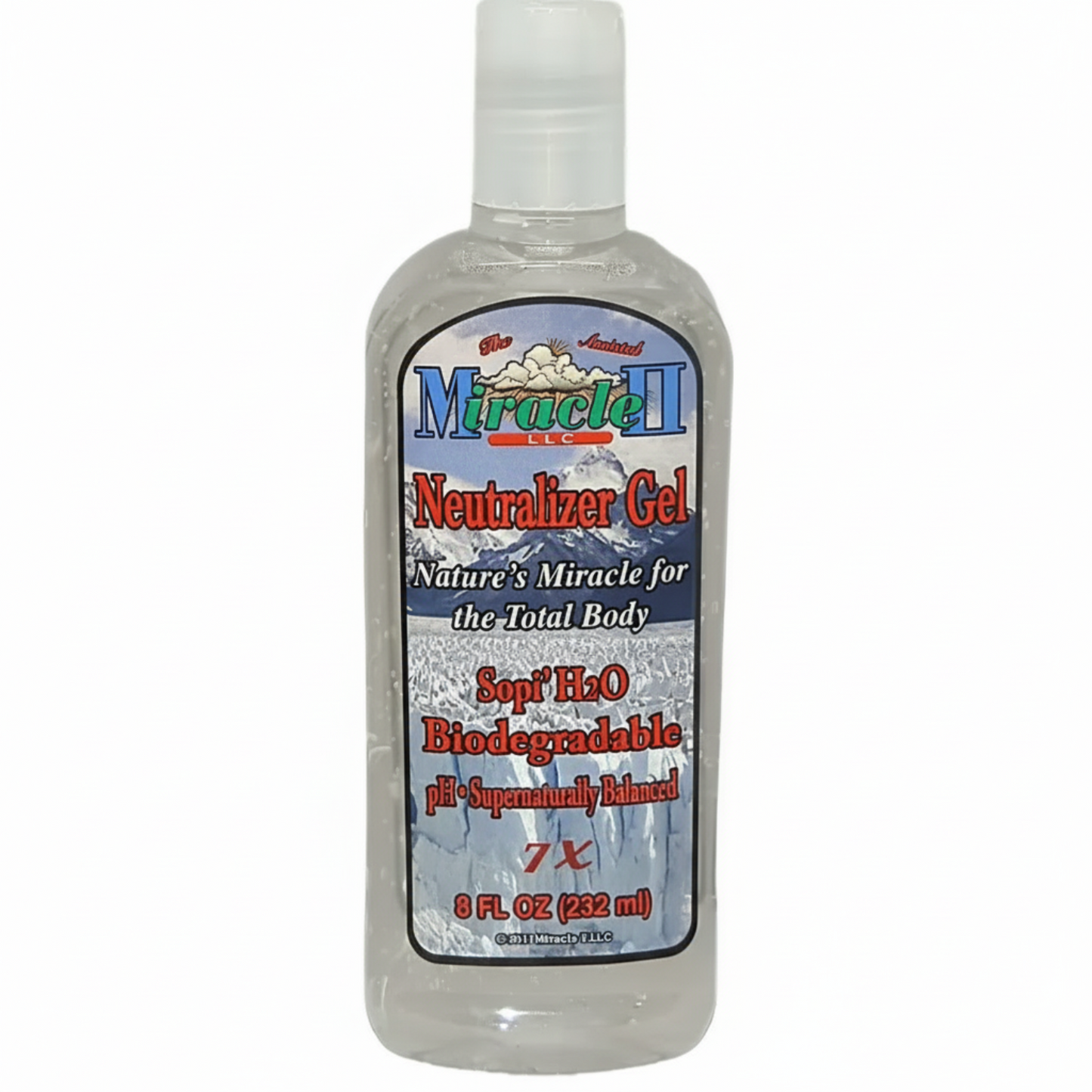 Bottle of Miracle II Neutralizer Gel 8oz on a white background