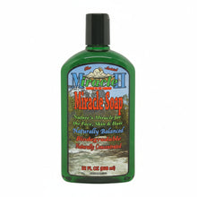 Bottle of non-foaming Miracle Soap II 22oz with a green label on a white background