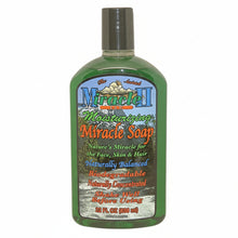 Bottle of Miracle II Moisturizing Miracle Soap with label on a white background
