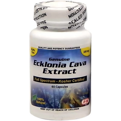 white supplement bottle of Genuine Ecklonia Cava Extract on a white background