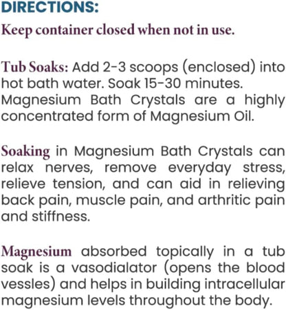 Directions for using magnesium bath crystals on a white background