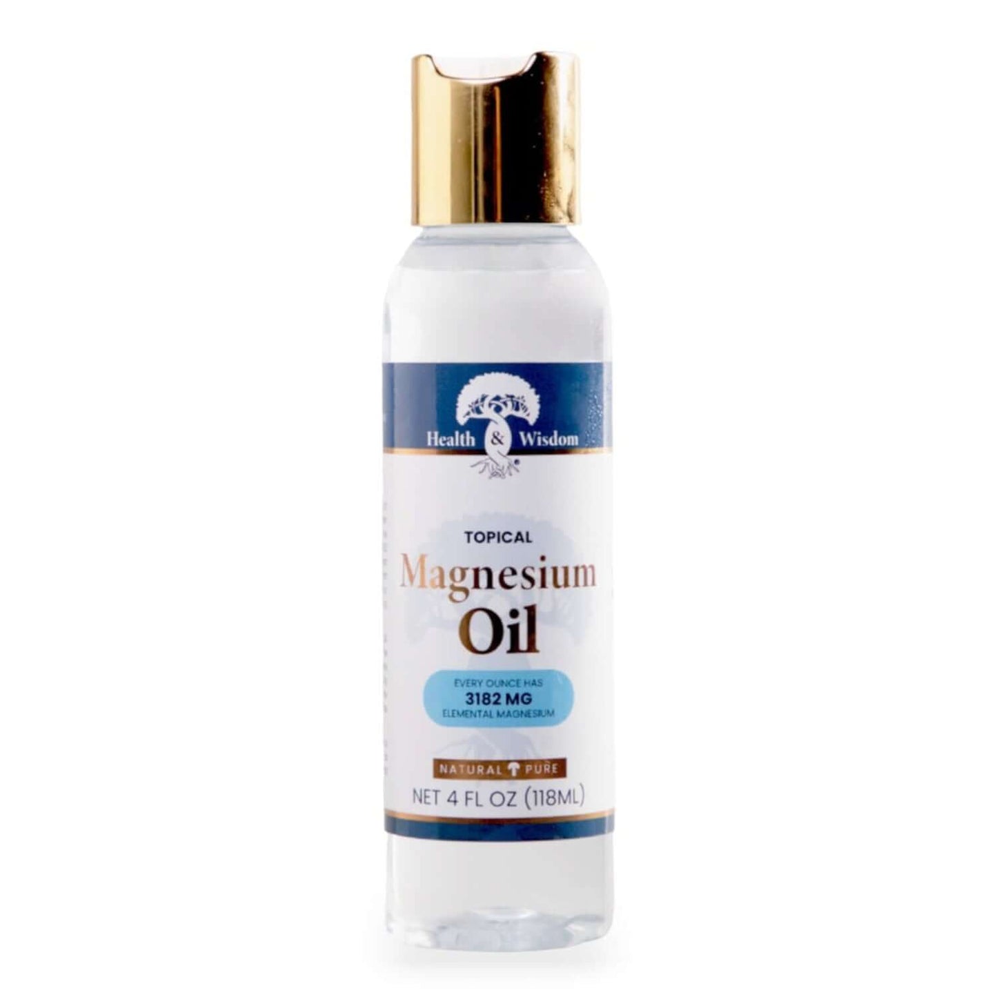 Magnesium Oil for Transdermal Absorption and Muscle Relief 4oz Golden cap spray.