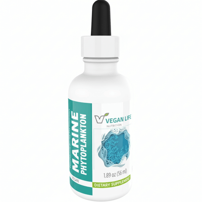Marine Phytoplankton for Cellular Nutrition and Energy Vegan Life Drops bottle.