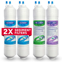 Bundle Avesa Water System Filter Pack with 2 sediment filters and pre-carbon and post-carbon filters.