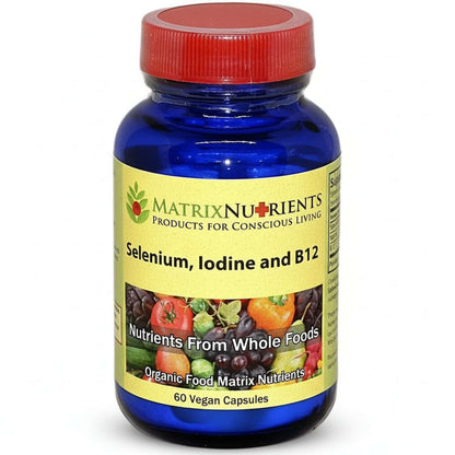Selenium, Iodine and B12 for Thyroid and Energy supplement bottle.