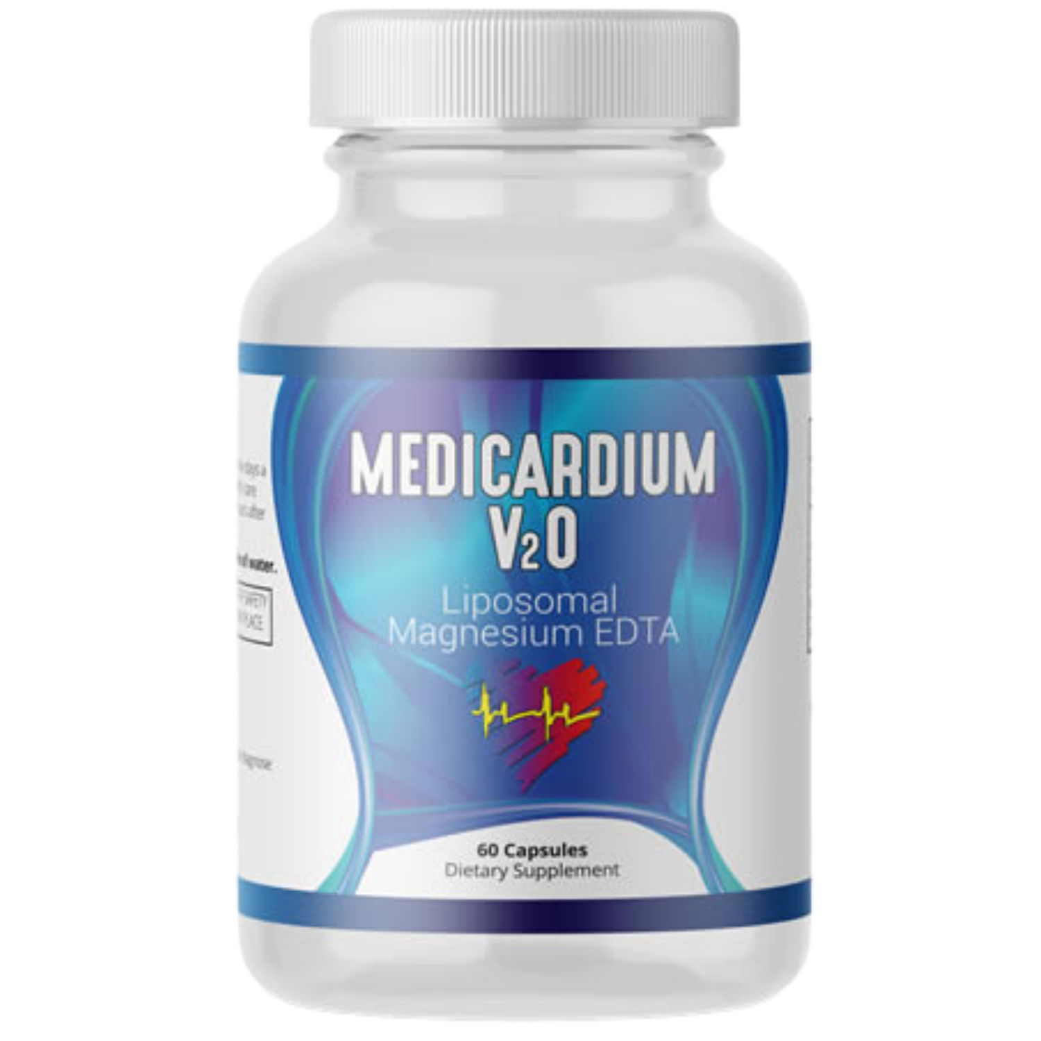 Supplement bottle labeled 'Medicardium V20' on a white background