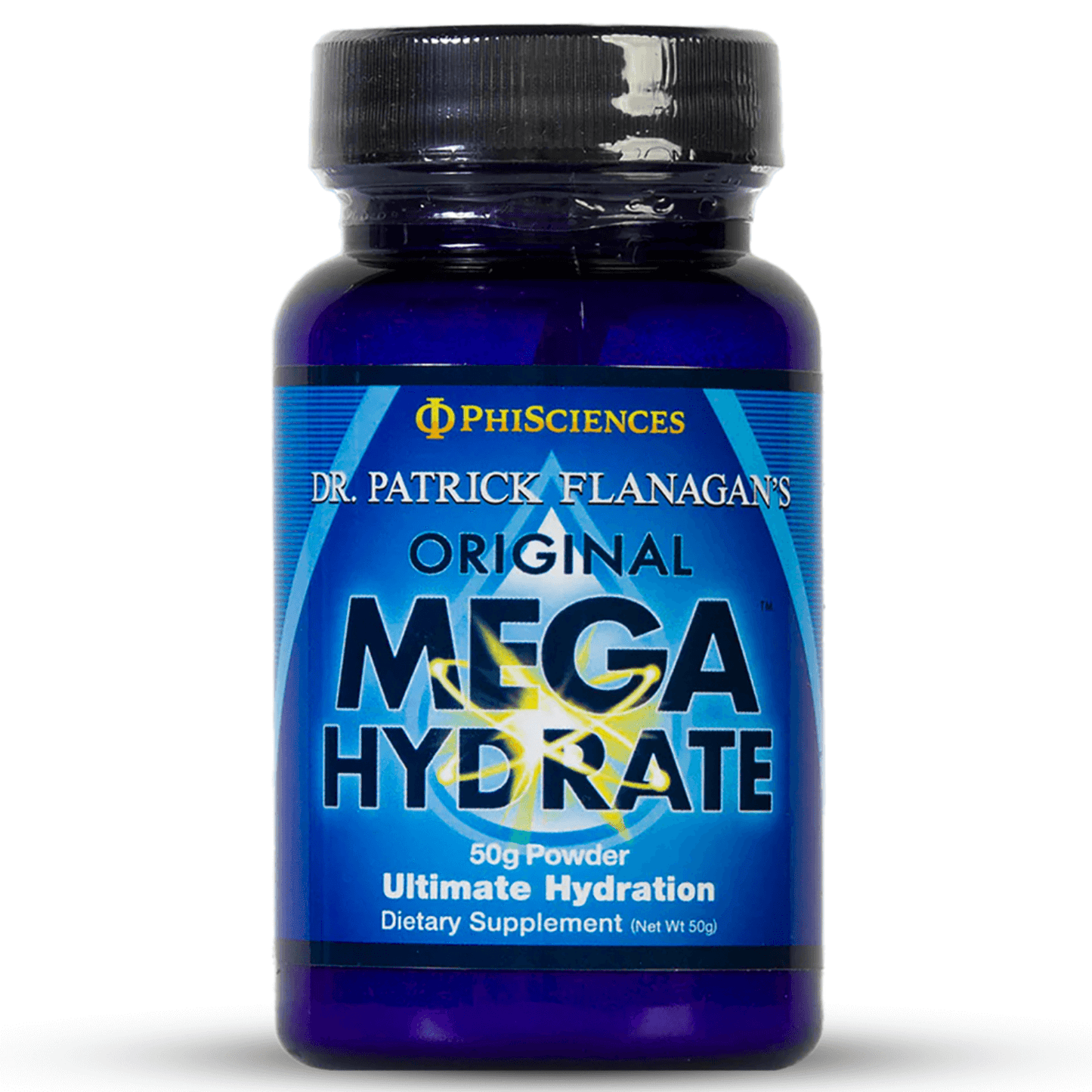 MegaHydrate for Cellular Hydration and Antioxidant Support 50/g Powder bottle.
