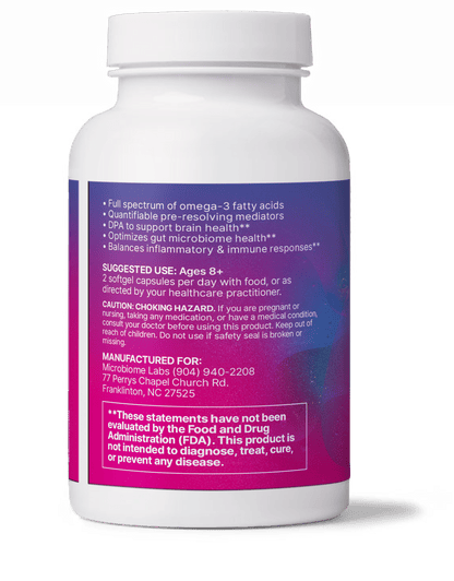 MegaMarine bottle showing concentrated EPA DHA and DPA blend for heart and brain health. High potency omega 3 fish oil.