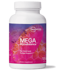 Mega MycoBalance supplement bottle with Bee propolis with Undecylenic Acid for microbial support.