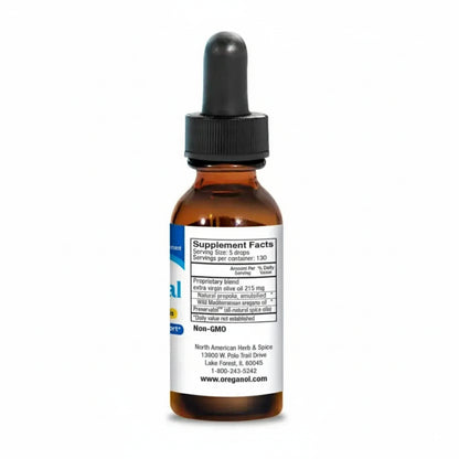Bottle of a supplement with a dropper on a white background