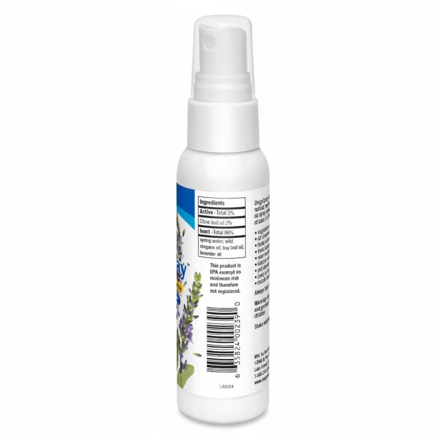 White spray bottle with a label on a white background