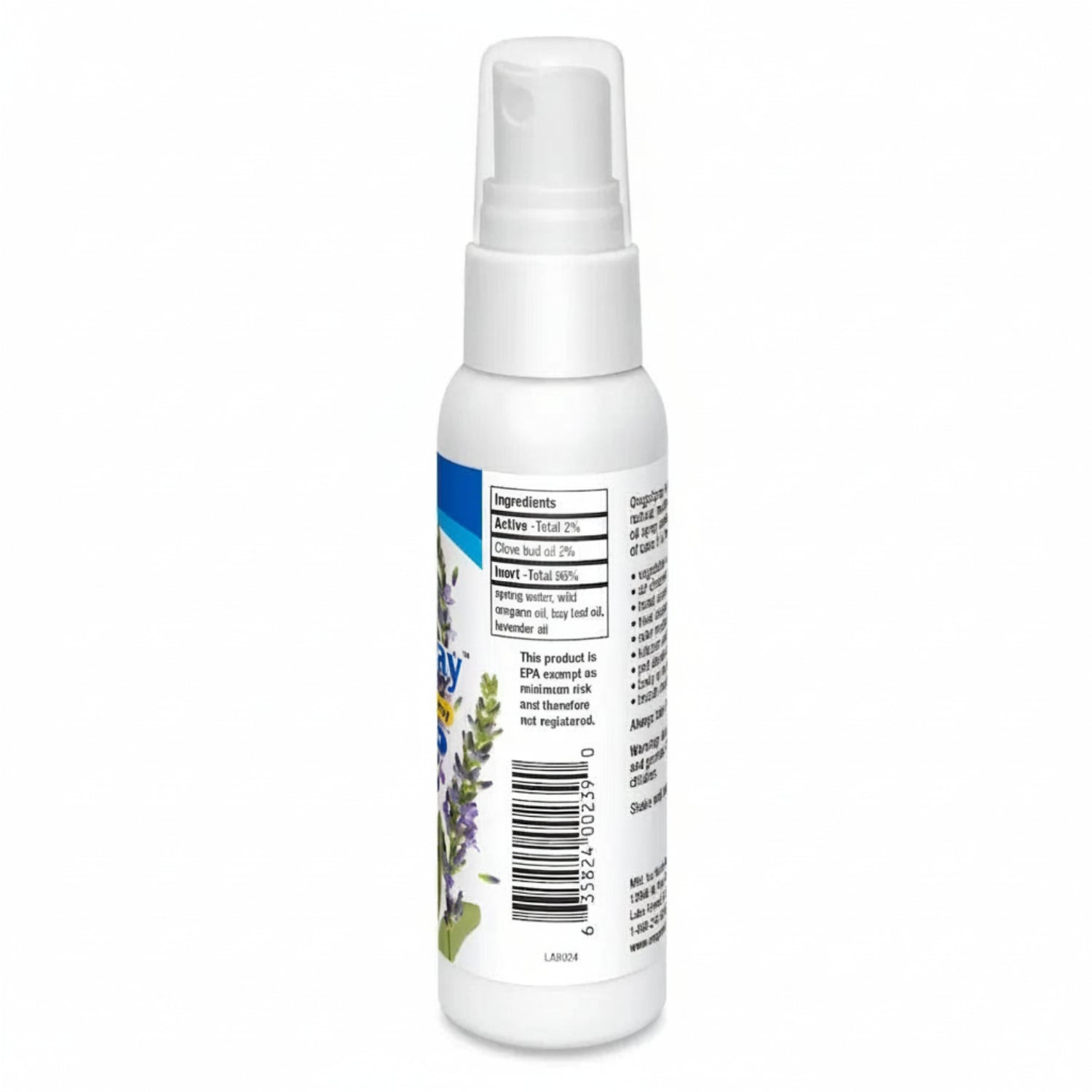 White spray bottle with a label on a white background